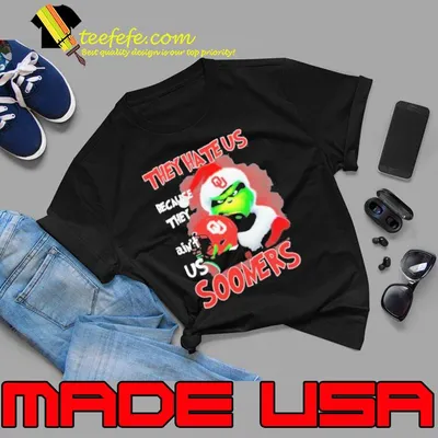 Grinch Hat Santa They Hate Us Because Ain’t Us Oklahoma Sooners Helmet Christmas Shirt