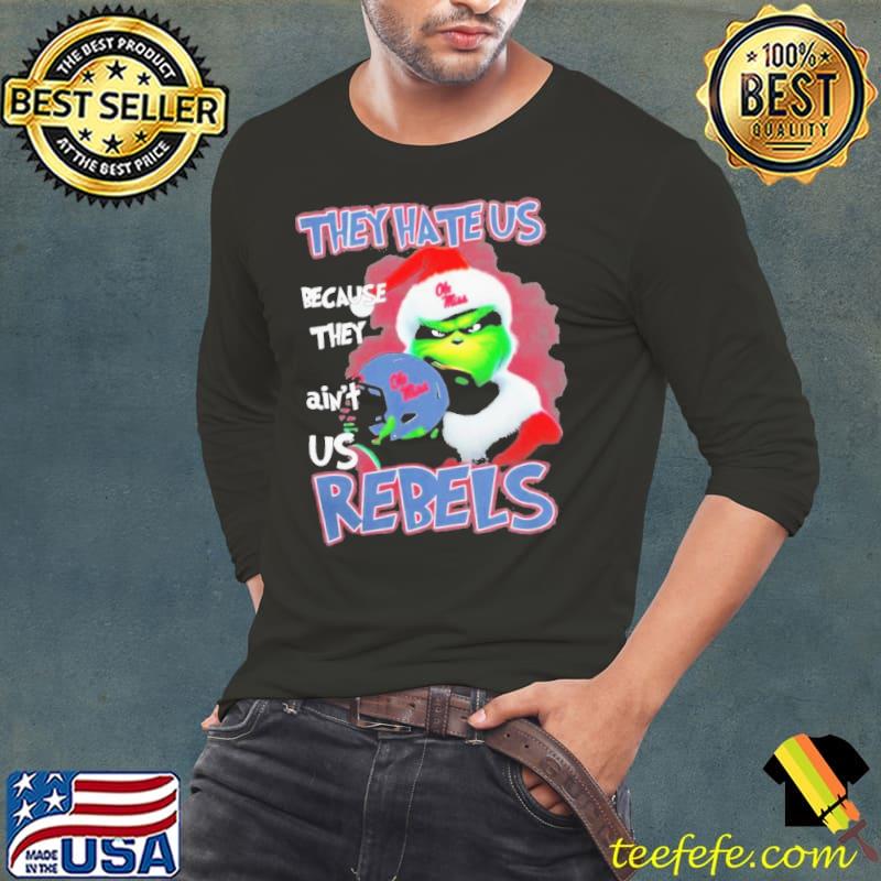 Grinch Hat Santa They Hate Us Because Ain’t Us Ole Miss Rebels Helmet Christmas Shirt Long Sleeve Tee Grinch Hat Santa They Hate Us Because Ain’t Us Ole Miss Rebels Helmet Christmas Shirt Long Sleeve Tee