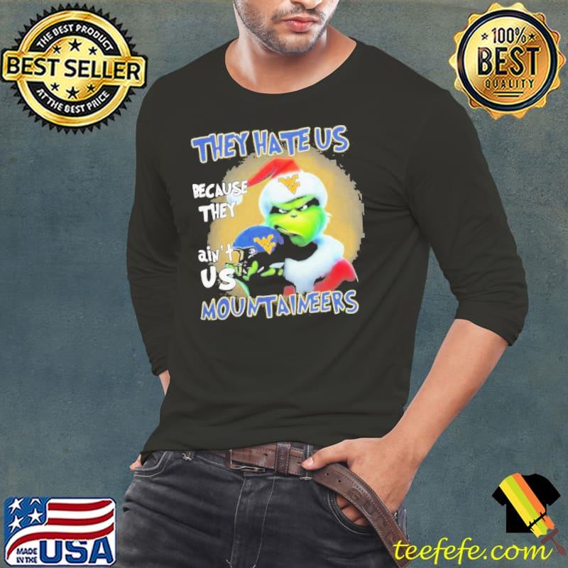 Grinch Hat Santa They Hate Us Because Ain’t Us West Virginia Mountaineers Helmet Shirt Long Sleeve Tee Grinch Hat Santa They Hate Us Because Ain’t Us West Virginia Mountaineers Helmet Shirt Long Sleeve Tee