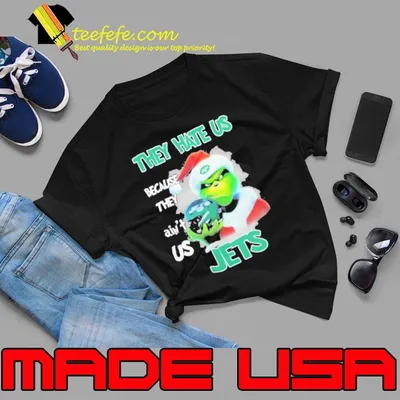Grinch Hat Santa They Hate Us Because They Ain’t New York Jets Helmet Christmas Shirt