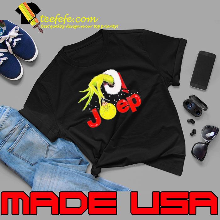 Grinch Santa Hug Ball Grinch Glossy Jeep Merry Christmas Shirt
