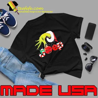 Grinch Santa Hug Ball Red Glossy Candy Jeep Merry Christmas Shirt