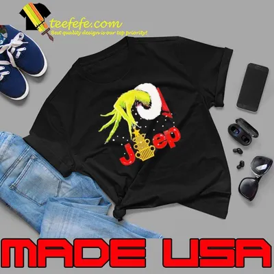 Grinch Santa Hug Pine Tree Hook Jeep Merry Christmas Shirt