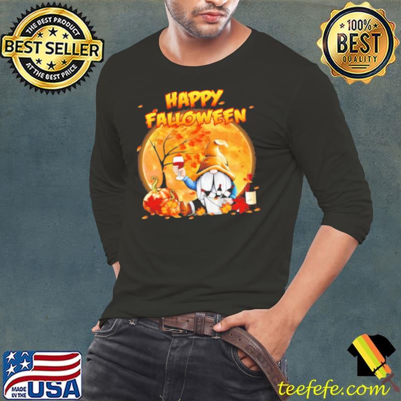 Halloween Gnomes Drink Wine Pumpkin Maple Leaves Happy Falloween Shirt Long Sleeve Tee Halloween Gnomes Drink Wine Pumpkin Maple Leaves Happy Falloween Shirt Long Sleeve Tee