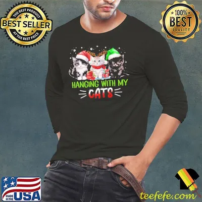 Hanging With My Cats Wear Santa Hat Christmas shirt