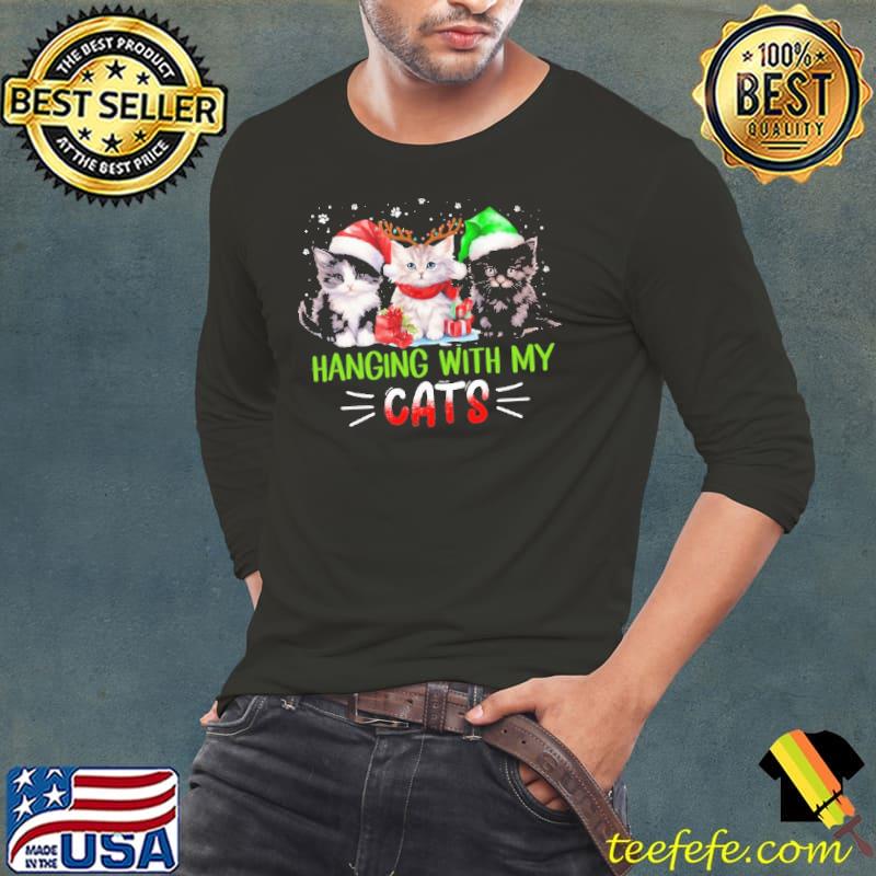 Hanging With My Cats Wear Santa Hat Christmas shirt