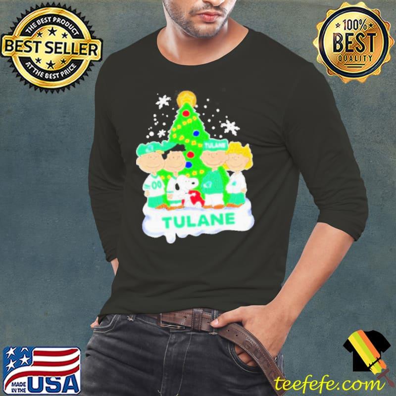 Happy Merry Christmas Peanuts Christmas tree Tulane Green Wave football 2023 s Long Sleeve Tee Happy Merry Christmas Peanuts Christmas tree Tulane Green Wave football 2023 s Long Sleeve Tee