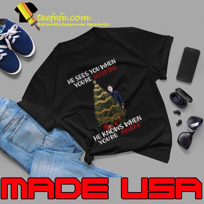 He sees you when you're sleeping he knows when horror movie scary christmas T-Shirt Unisex He sees you when you're sleeping he knows when horror movie scary christmas T-Shirt Unisex
