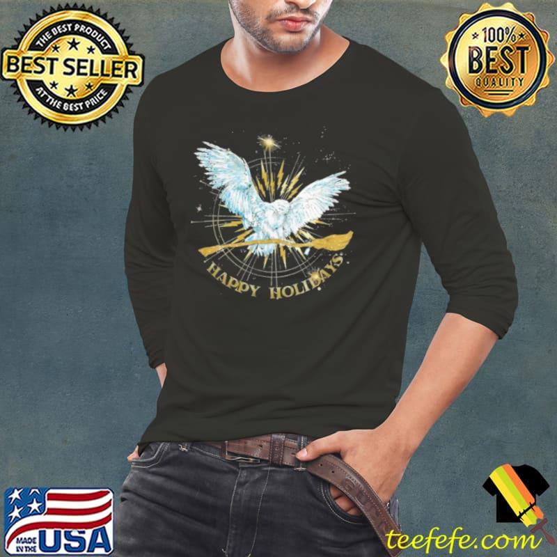 Hedwig Harry Potter And the Deathly Hallows Mad Engine Happy Holidays Bird s Long Sleeve Tee Hedwig Harry Potter And the Deathly Hallows Mad Engine Happy Holidays Bird s Long Sleeve Tee