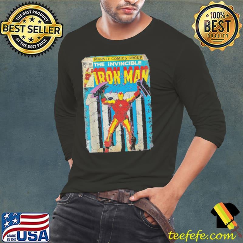 Iron Man Classic Retro Comic Shirt Long Sleeve Tee Iron Man Classic Retro Comic Shirt Long Sleeve Tee