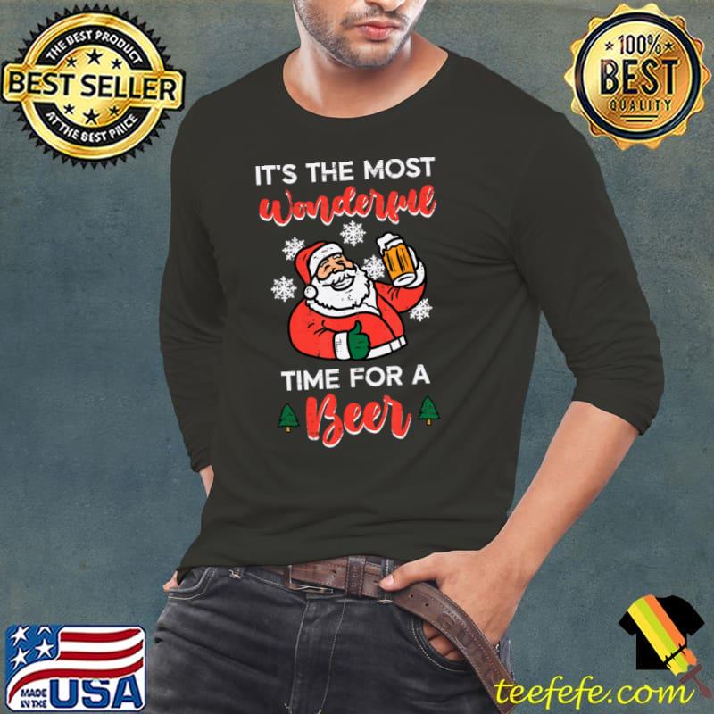 It's The Most Wonderful Time For A Beer Santa Drink Beer Christmas T-Shirt Long Sleeve Tee It's The Most Wonderful Time For A Beer Santa Drink Beer Christmas T-Shirt Long Sleeve Tee