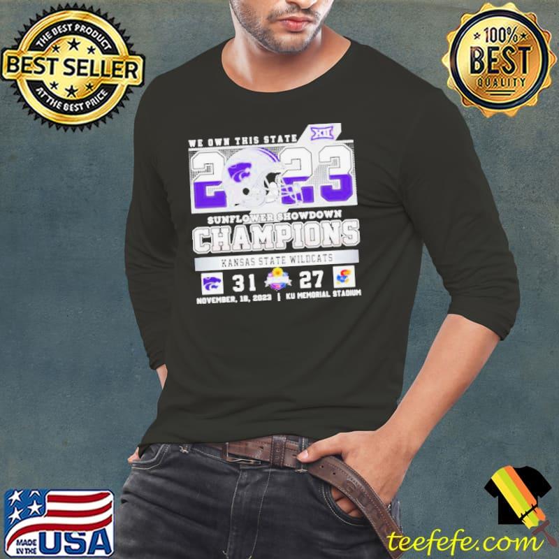 Kansas State Wildcats 31 27 Kansas Jayhawks 2023 Sunflower Showdown Champions Final Score Shirt