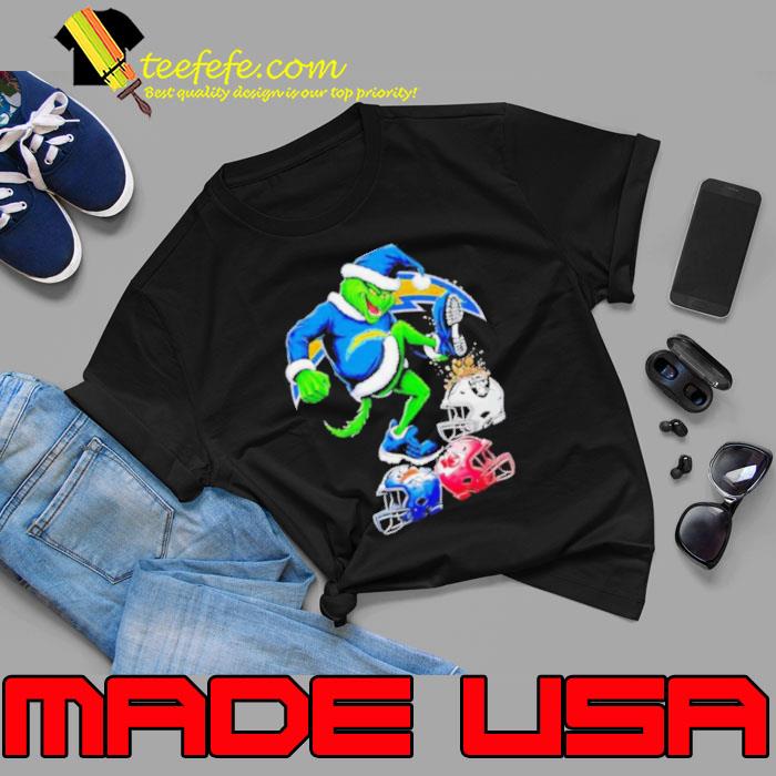 Los Angeles Chargers Santa Grinch stomp NFL helmets Christmas shirt