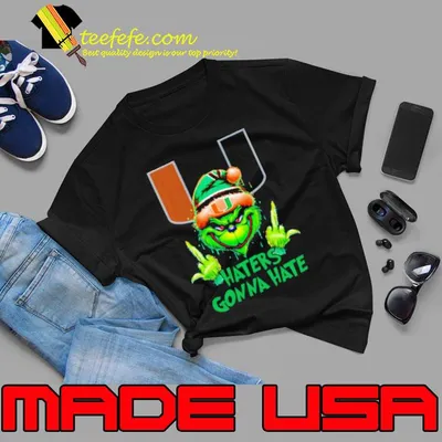 Miami Hurricanes Grinch Santa Middle finger haters gonna hate shirt