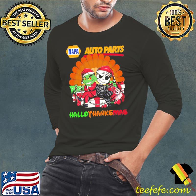 Napa auto parts hallothanksmas grinch and jack skellington shirt Napa auto parts hallothanksmas grinch and jack skellington shirt