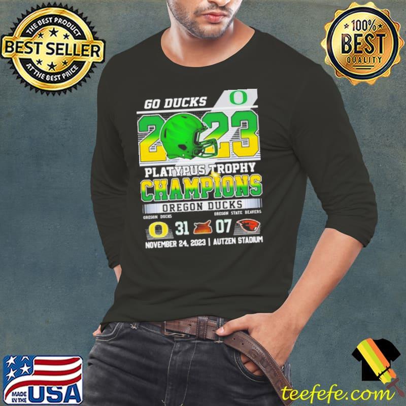 o Ducks 2023 Platypus Trophy Champions Oregon Ducks 31 – 07 Oregon State Beavers November 24 2023 Autzen Stadium Shirt Long Sleeve Tee o Ducks 2023 Platypus Trophy Champions Oregon Ducks 31 – 07 Oregon State Beavers November 24 2023 Autzen Stadium Shirt Long Sleeve Tee