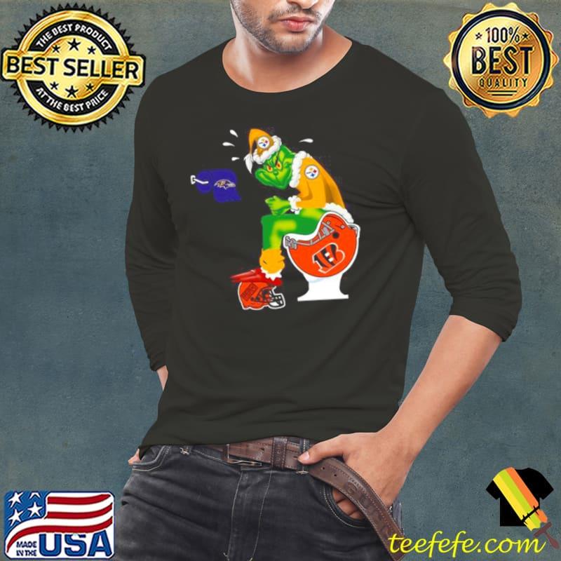Pittsburgh Steelers Santa Claus Grinch toilet Christmas 2023 s Long Sleeve Tee Pittsburgh Steelers Santa Claus Grinch toilet Christmas 2023 s Long Sleeve Tee
