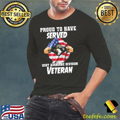 Proud to have served 101st airborne division veteran symbol usa flag shirt