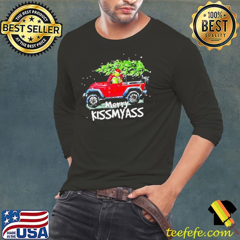 Santa Grinch And Jeep Merry Kissmyass s Long Sleeve Tee Santa Grinch And Jeep Merry Kissmyass s Long Sleeve Tee
