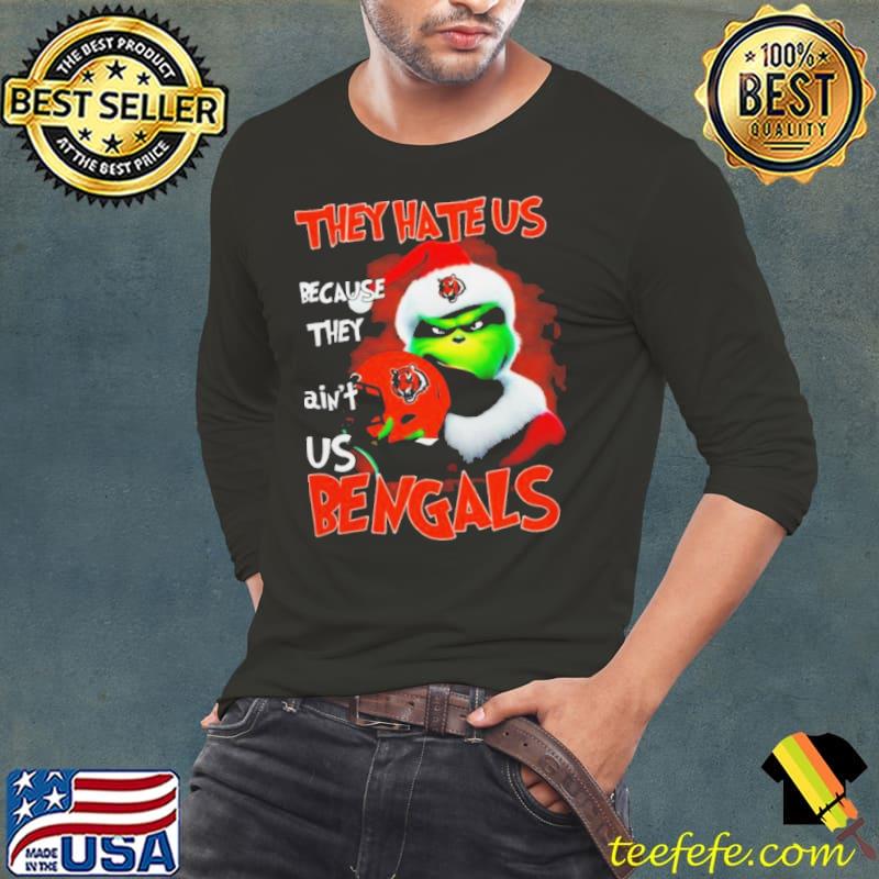 Santa Grinch Christmas They Hate Us Because Ain’t Us Cincinnati Bengals Helmet s Long Sleeve Tee Santa Grinch Christmas They Hate Us Because Ain’t Us Cincinnati Bengals Helmet s Long Sleeve Tee