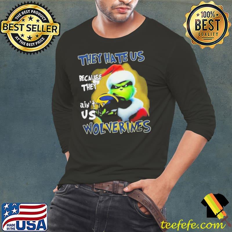 Santa Grinch Christmas They Hate Us Because Ain’t Us Michigan Wolverines Helmet s Long Sleeve Tee Santa Grinch Christmas They Hate Us Because Ain’t Us Michigan Wolverines Helmet s Long Sleeve Tee