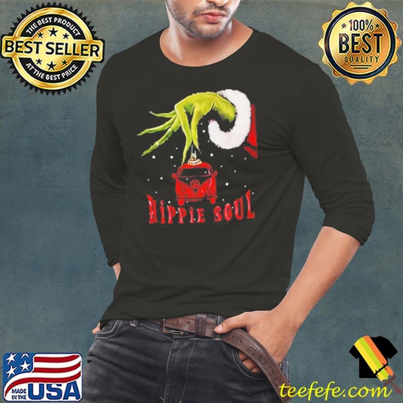 Santa Grinch hand Hippie Soul s Long Sleeve Tee Santa Grinch hand Hippie Soul s Long Sleeve Tee