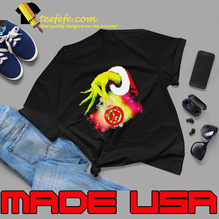 Santa Grinch Hand Holding Hippie Christmas Shirt
