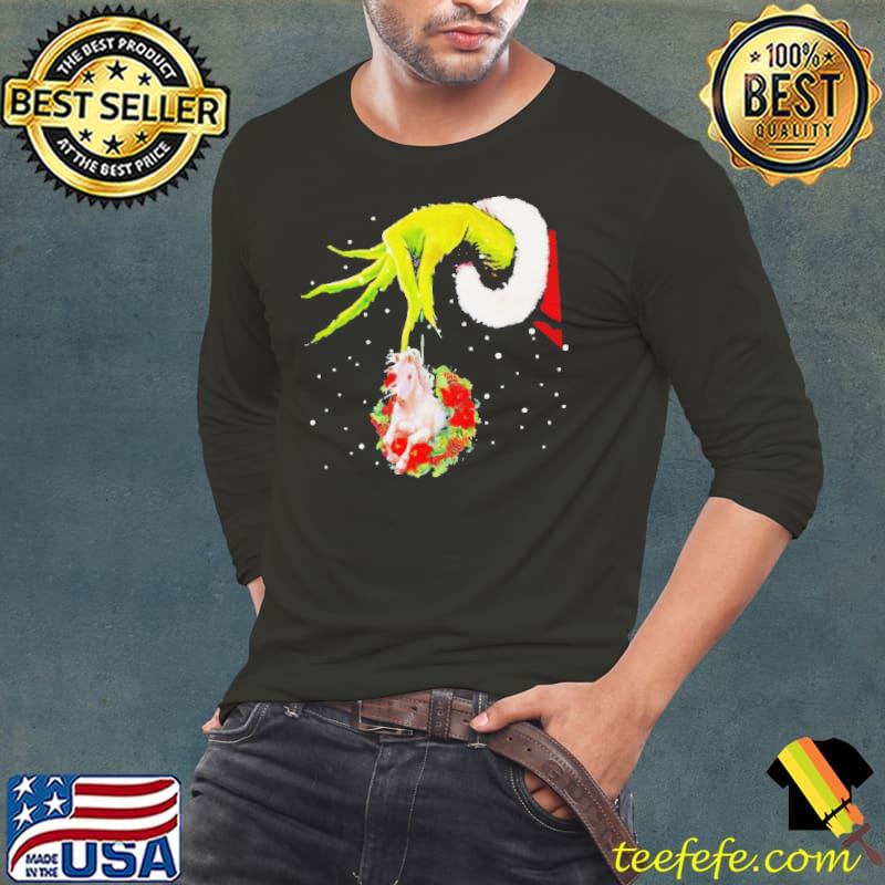 Santa Grinch Hand Holding Horse Christmas Shirt Long Sleeve Tee Santa Grinch Hand Holding Horse Christmas Shirt Long Sleeve Tee