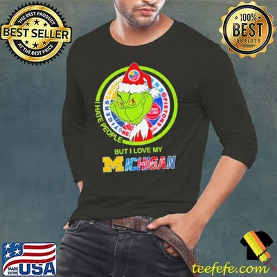 Santa Grinch I Hate People But I Love My Michigan Sports Team Christmas Shirt