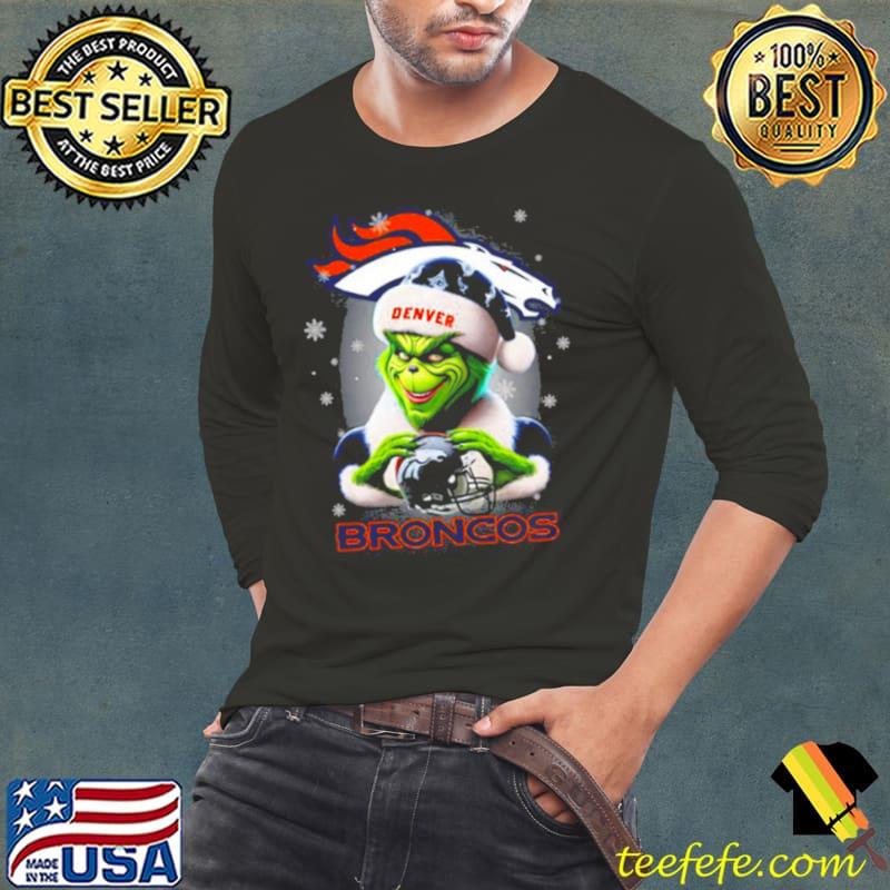 Santa Grinch Love Denver Broncos Merry Christmas s Long Sleeve Tee Santa Grinch Love Denver Broncos Merry Christmas s Long Sleeve Tee