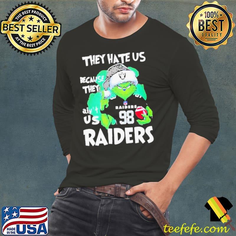 Santa Grinch They Hate Us Because They Las Vegas Raiders Christmas Shirt Long Sleeve Tee Santa Grinch They Hate Us Because They Las Vegas Raiders Christmas Shirt Long Sleeve Tee