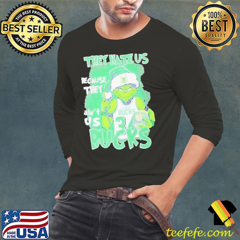 Santa Grinch They Hate Us Because They Milwaukee Bucks Christmas Shirt Long Sleeve Tee Santa Grinch They Hate Us Because They Milwaukee Bucks Christmas Shirt Long Sleeve Tee