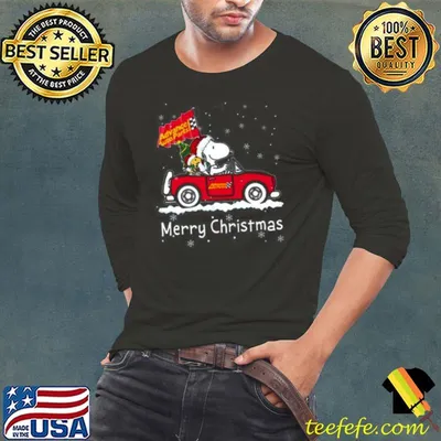 Santa Snoopy And Woodstock Driving Car Advance Auto Parts Merry Christmas Shirt