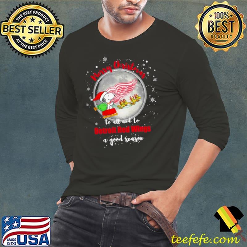 Santa Snoopy Merry Christmas To All And To Detroit Red Wings A Good Season 2023 s Long Sleeve Tee Santa Snoopy Merry Christmas To All And To Detroit Red Wings A Good Season 2023 s Long Sleeve Tee