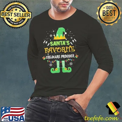 Santa's Favorite Childcare Provider Lights Elf Merry Xmas shirt