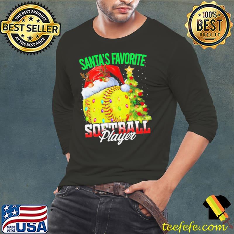 Santa’s Favorite Softball Player Christmas Tree s Long Sleeve Tee Santa’s Favorite Softball Player Christmas Tree s Long Sleeve Tee