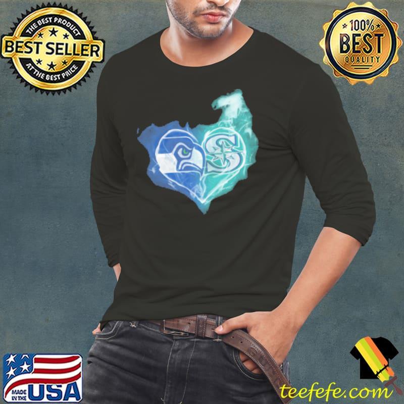 Seattle Seahawks And Seattle Mariners Heart Shirt Long Sleeve Tee Seattle Seahawks And Seattle Mariners Heart Shirt Long Sleeve Tee