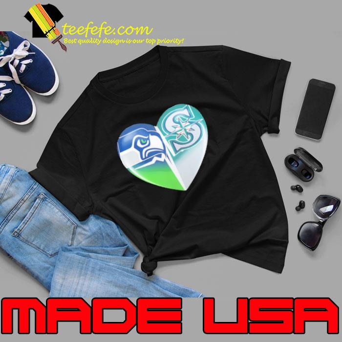 Seattle Seahawks And Seattle Mariners Heartbeat Heart Shirt Unisex Seattle Seahawks And Seattle Mariners Heartbeat Heart Shirt Unisex