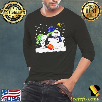 Seattle Seahawks Snoopy Wearing Hat For Snowman Christmas Shirt