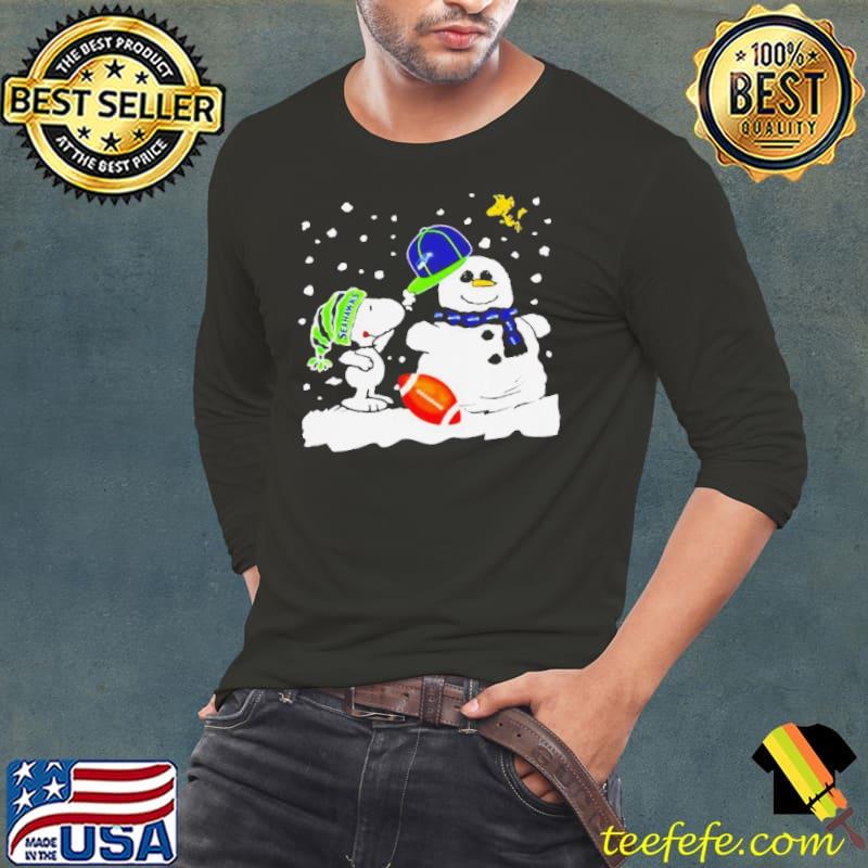 Seattle Seahawks Snoopy Wearing Hat For Snowman Christmas Shirt Seattle Seahawks Snoopy Wearing Hat For Snowman Christmas Shirt