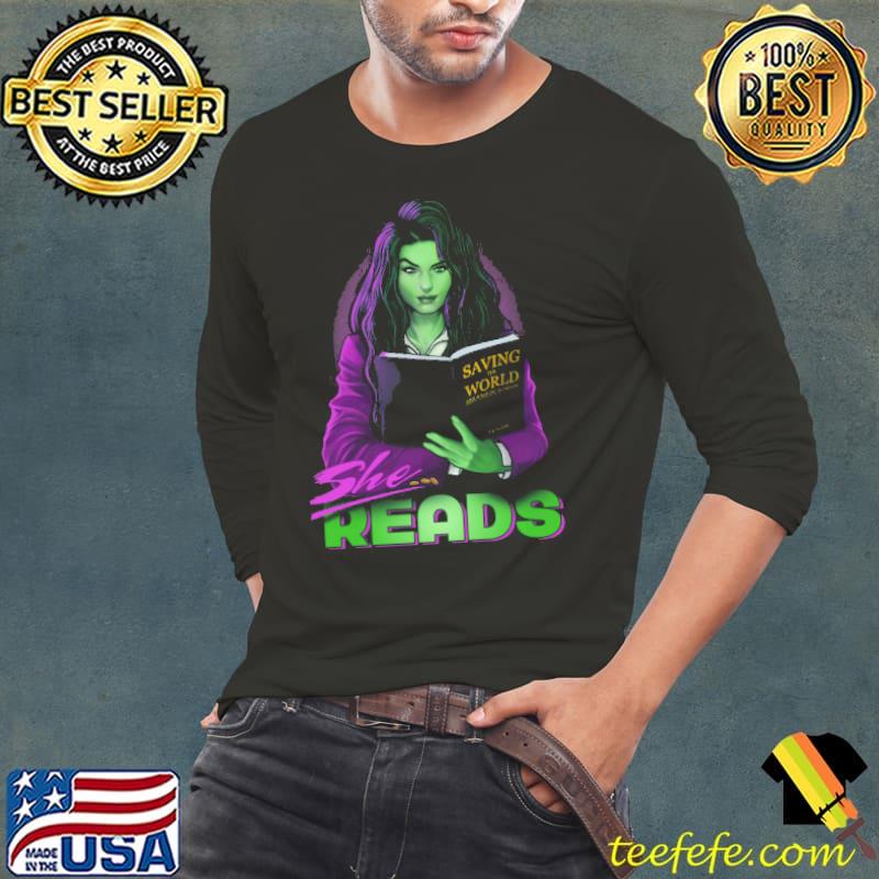 She Reads Saving World Shirt Long Sleeve Tee She Reads Saving World Shirt Long Sleeve Tee