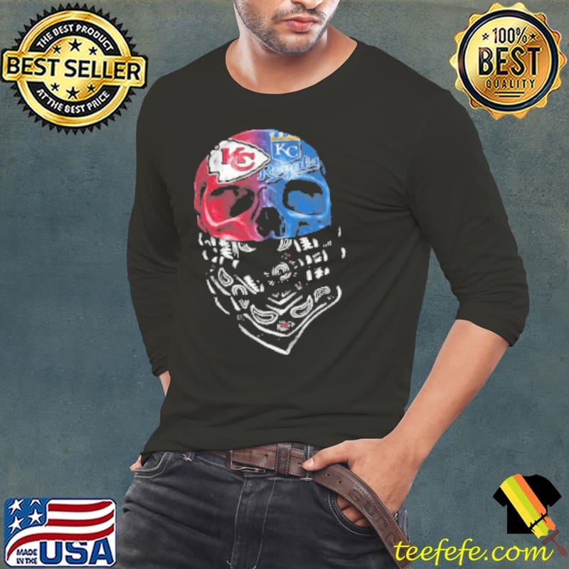 Skull Kansas City Chiefs And Kansas City Royals Shirt Long Sleeve Tee Skull Kansas City Chiefs And Kansas City Royals Shirt Long Sleeve Tee