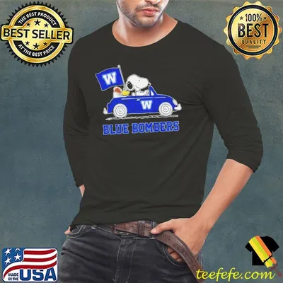 Snoopy And Woodstock Driving Car Blue Bombers Shirt