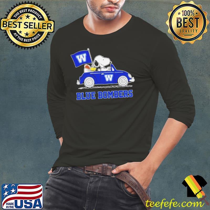 Snoopy And Woodstock Driving Car Blue Bombers Shirt Snoopy And Woodstock Driving Car Blue Bombers Shirt