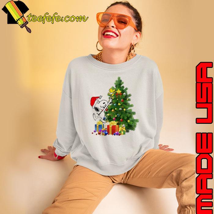 Snoopy And Woodstock Gifts Tree with Christmas shirt