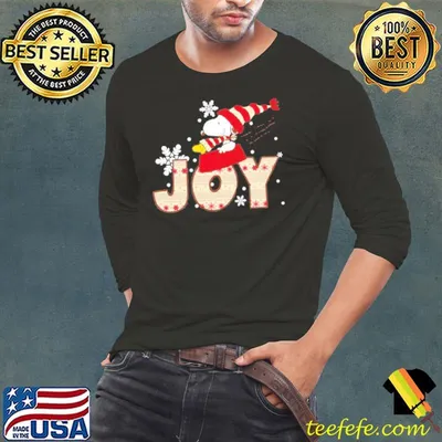 Snoopy And Woodstock Hat Santa Joy Merry Christmas Shirt