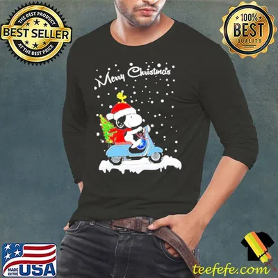 Snoopy And Woodstock Hat Santa Motorbike Merry Christmas Shirt