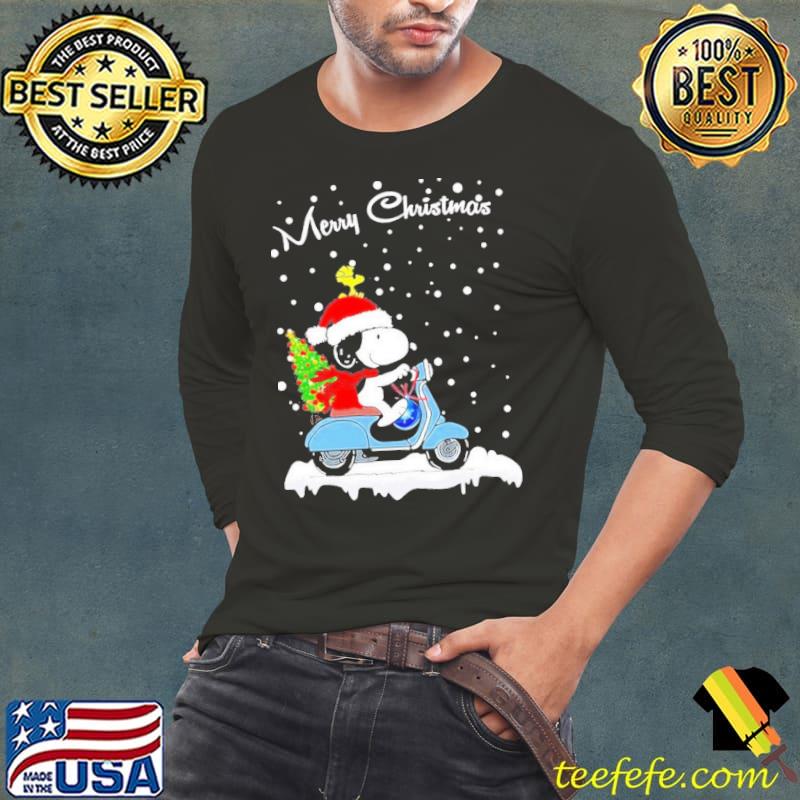 Snoopy And Woodstock Hat Santa Motorbike Merry Christmas Shirt