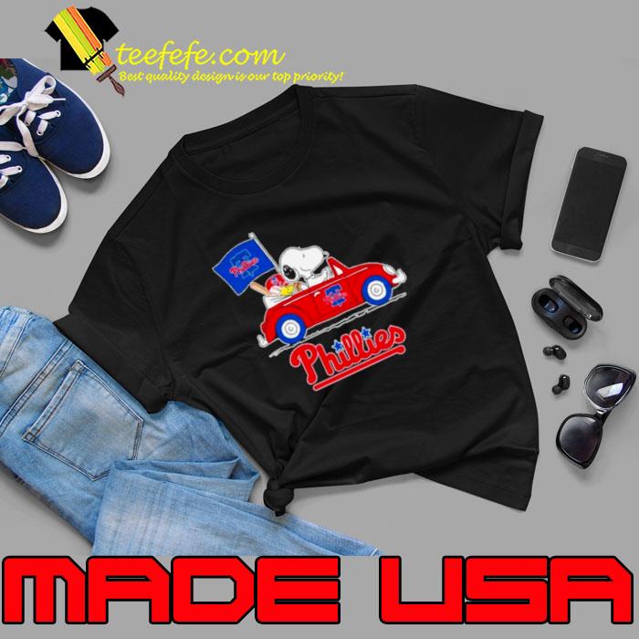 Snoopy and Woodstock Riding Car Philadelphia Phillies Flag 2023 Shirt Unisex Snoopy and Woodstock Riding Car Philadelphia Phillies Flag 2023 Shirt Unisex