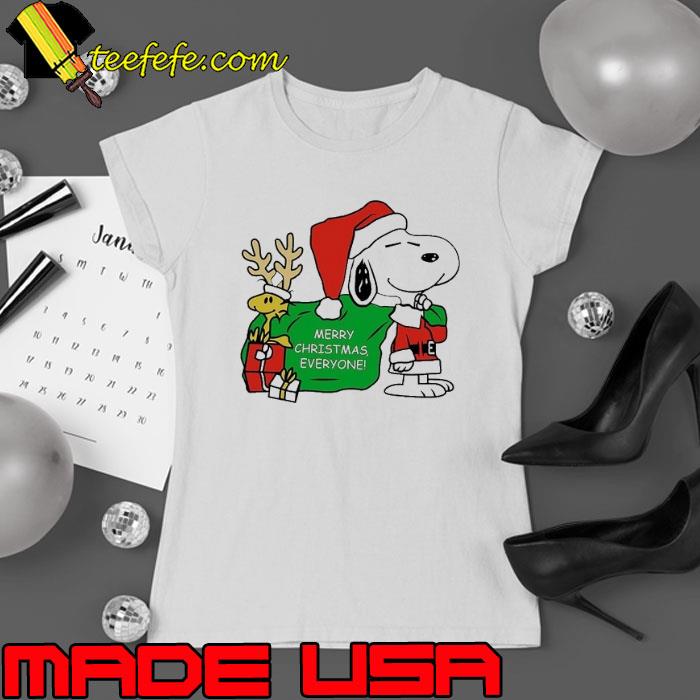 Snoopy And Woodtock Merry Christmas Everyone s Ladies tee Snoopy And Woodtock Merry Christmas Everyone s Ladies tee